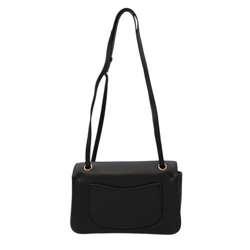 Mini Flap Bag Black Shoulder Bag in Grained calfskin Gold hardware