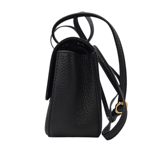 Mini Flap Bag Black Shoulder Bag in Grained calfskin Gold hardware
