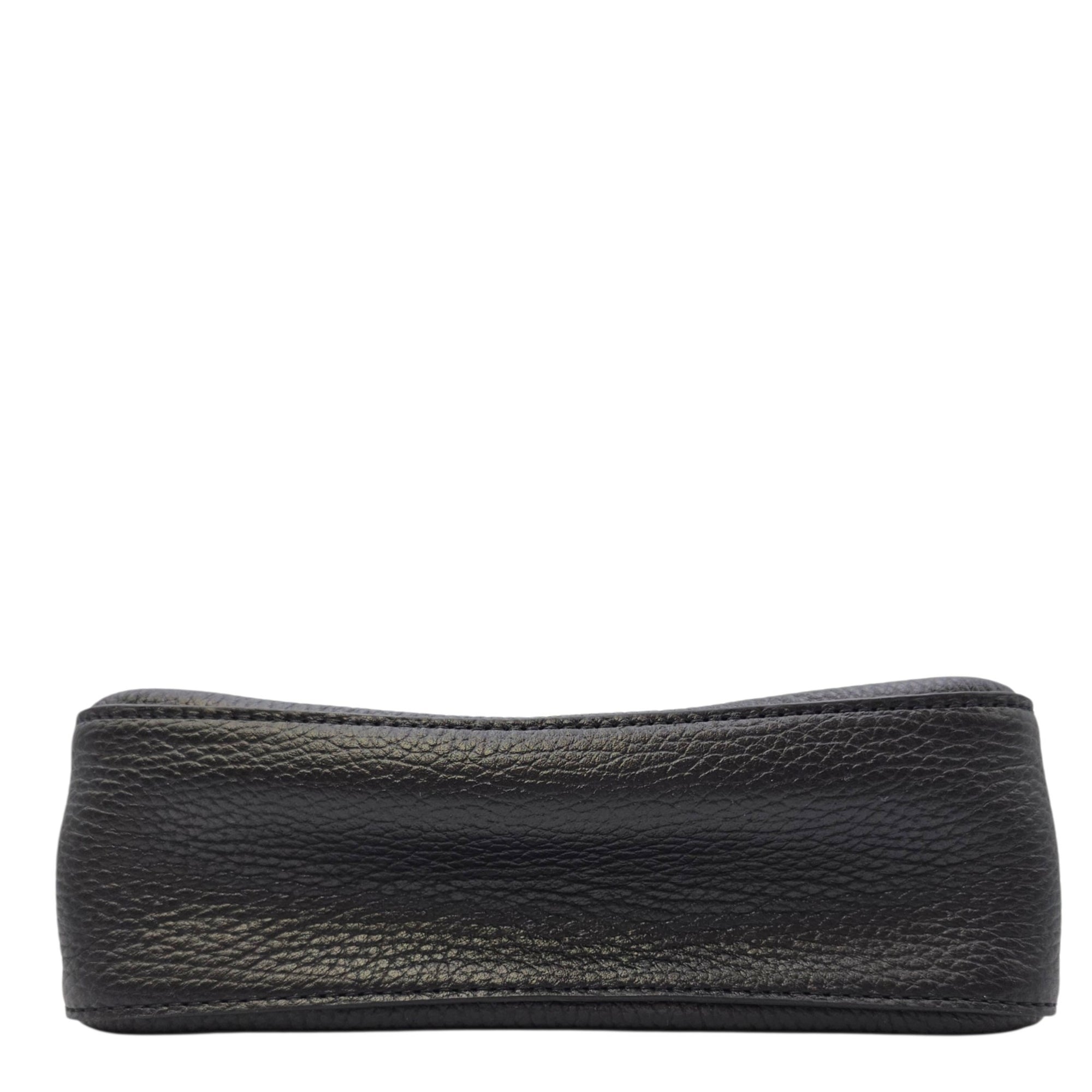 Mini Flap Bag Black Shoulder Bag in Grained calfskin Gold hardware