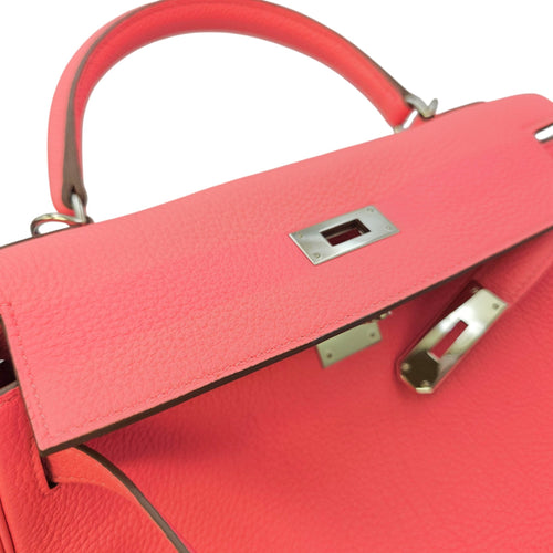 Kelly 28 Rose Lipstick  in Togo Palladium hardware