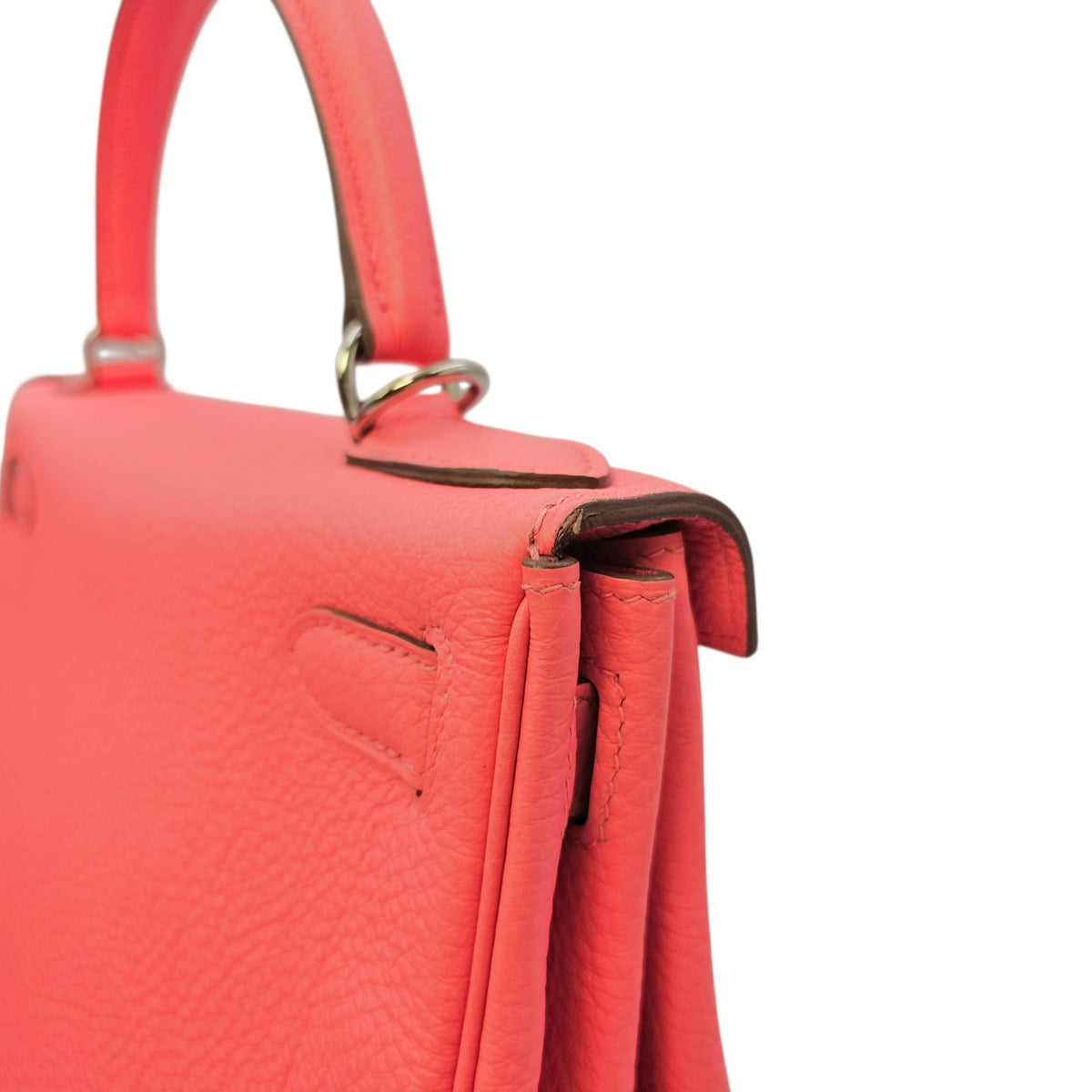Kelly 28 Rose Lipstick  in Togo Palladium hardware