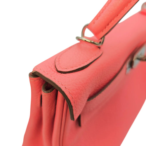 Kelly 28 Rose Lipstick  in Togo Palladium hardware
