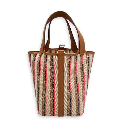 Picotin Broderie  18 Gold/Rose Pop/Ecru/Beige/Noir in Fabric Palladium hardware