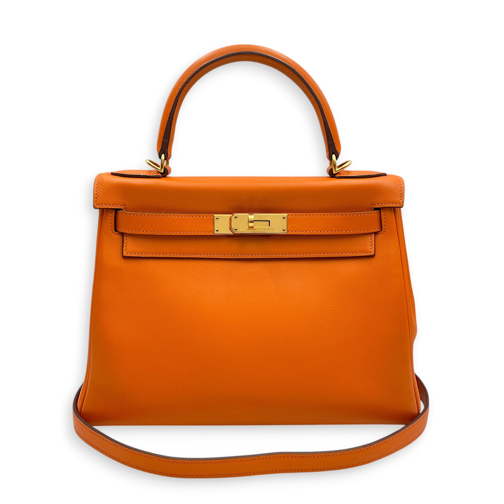 Kelly 28 Orange in Swift Gold hardware