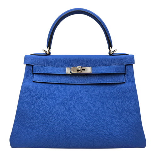 Kelly 28 Bleu Zellige in Togo Palladium hardware