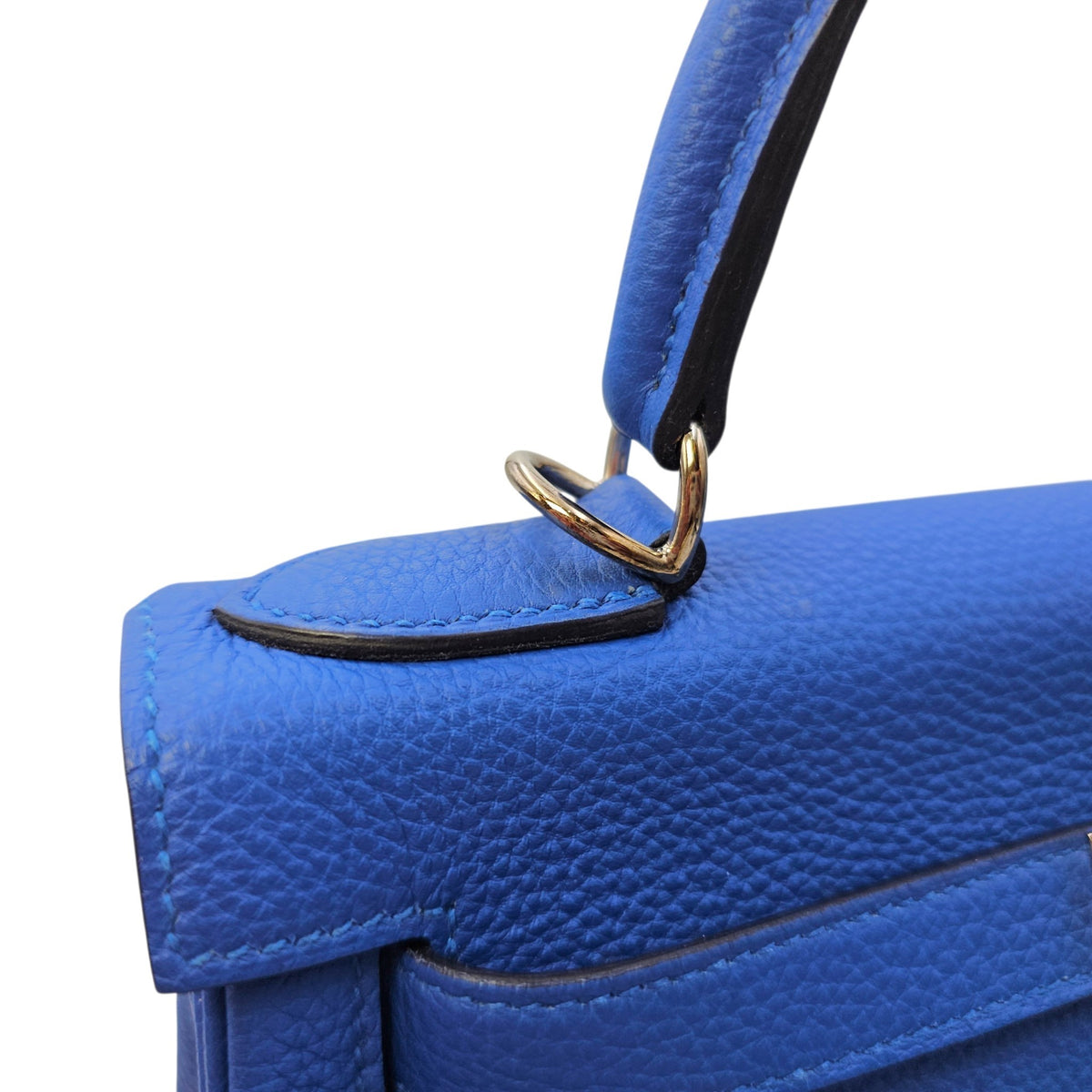 Kelly 28 Bleu Zellige in Togo Palladium hardware