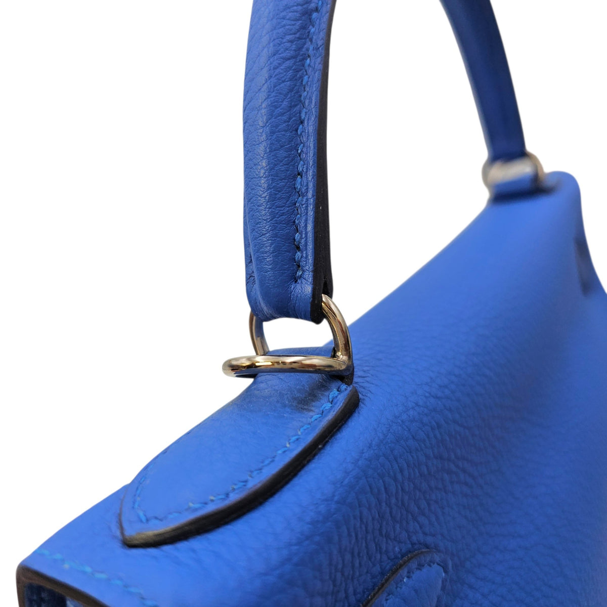 Kelly 28 Bleu Zellige in Togo Palladium hardware