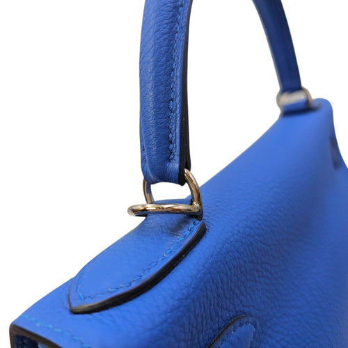 Kelly 28 Bleu Zellige in Togo Palladium hardware