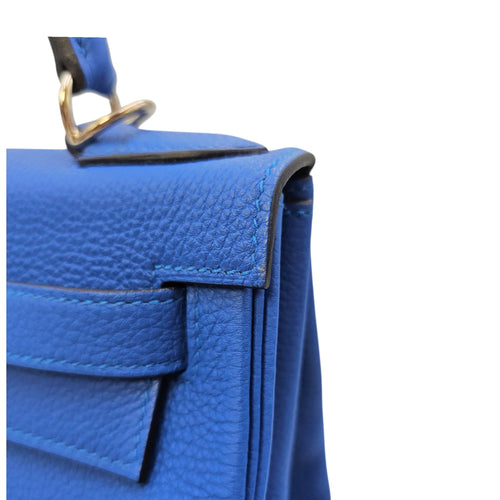 Kelly 28 Bleu Zellige in Togo Palladium hardware