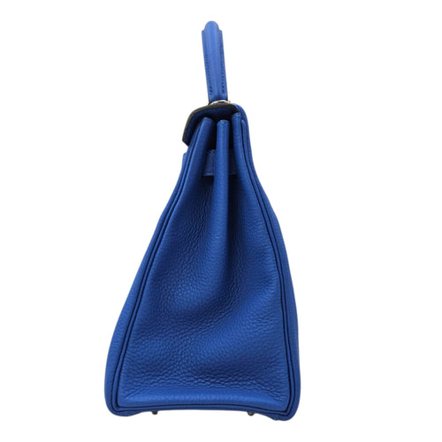 Kelly 28 Bleu Zellige in Togo Palladium hardware