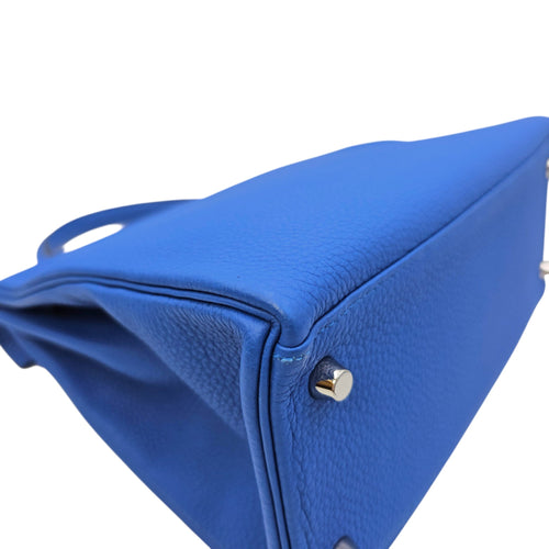 Kelly 28 Bleu Zellige in Togo Palladium hardware