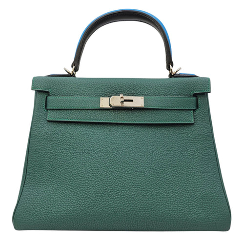 Kelly Au Pas 28 Malachite / Blue Zanzibar in Togo Palladium hardware