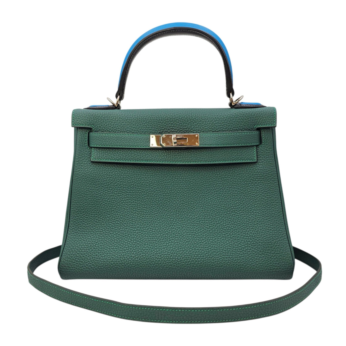 Kelly Au Pas 28 Malachite / Blue Zanzibar in Togo Palladium hardware