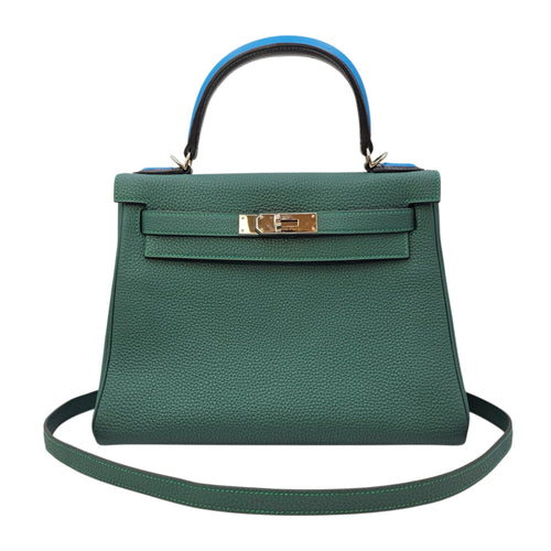 Kelly Au Pas 28 Malachite / Blue Zanzibar in Togo Palladium hardware