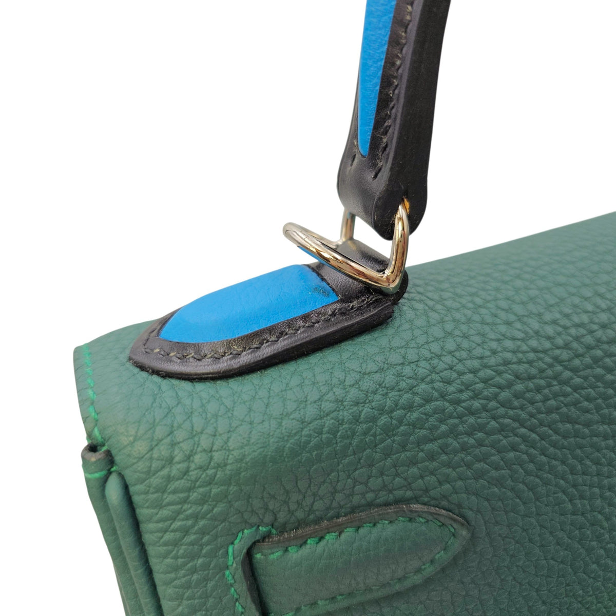 Kelly Au Pas 28 Malachite / Blue Zanzibar in Togo Palladium hardware