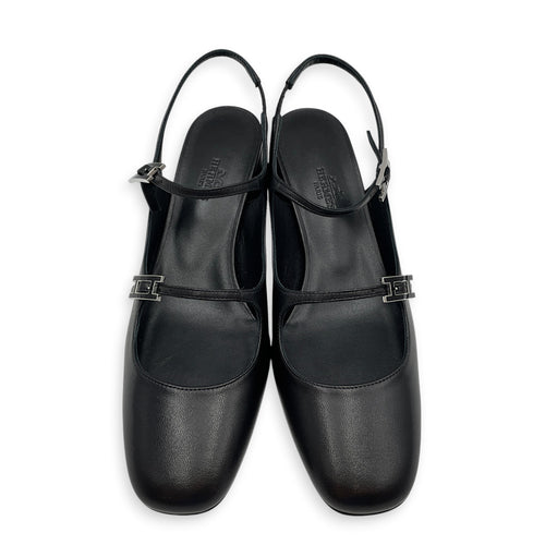 Jackie 50 37 Noir Pump in Goat Leather Silver hardware
