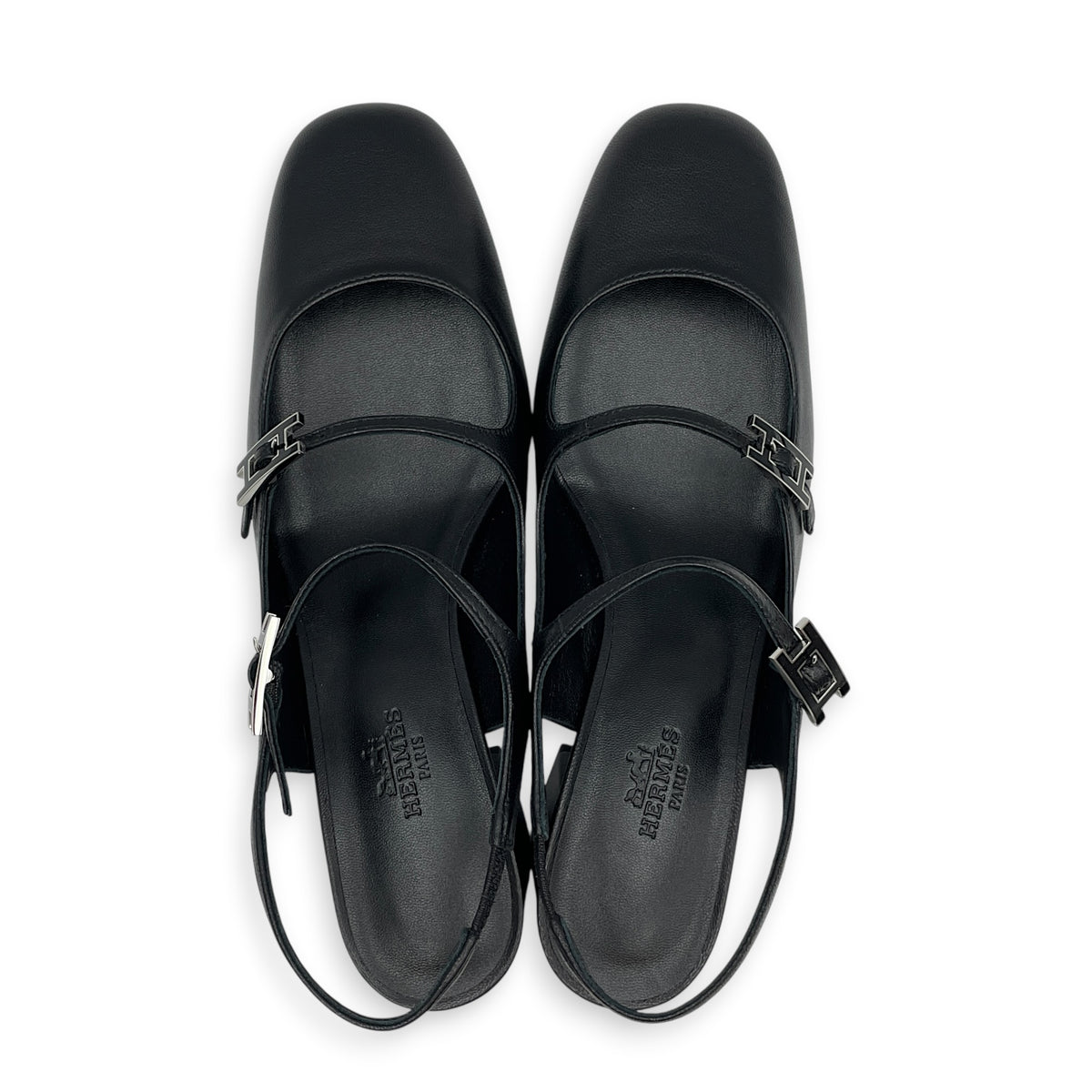 Jackie 50 37 Noir Pump in Goat Leather Silver hardware
