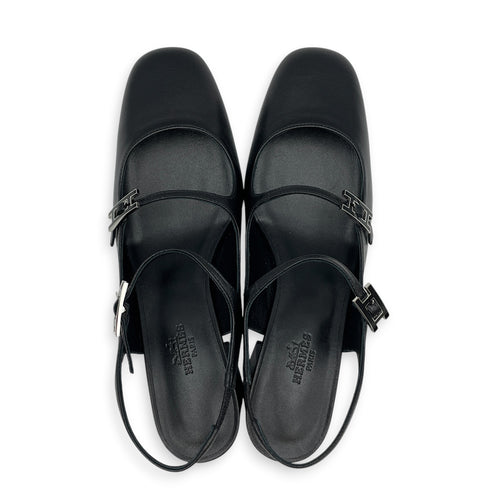 Jackie 50 37 Noir Pump in Goat Leather Silver hardware