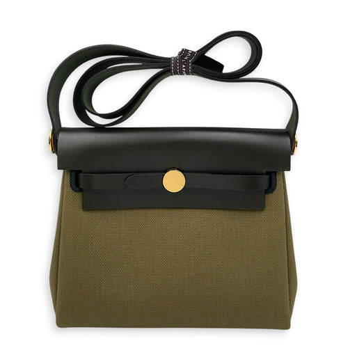 Herbag Mini Vert Olive in Toile/Vache Hunter Gold hardware