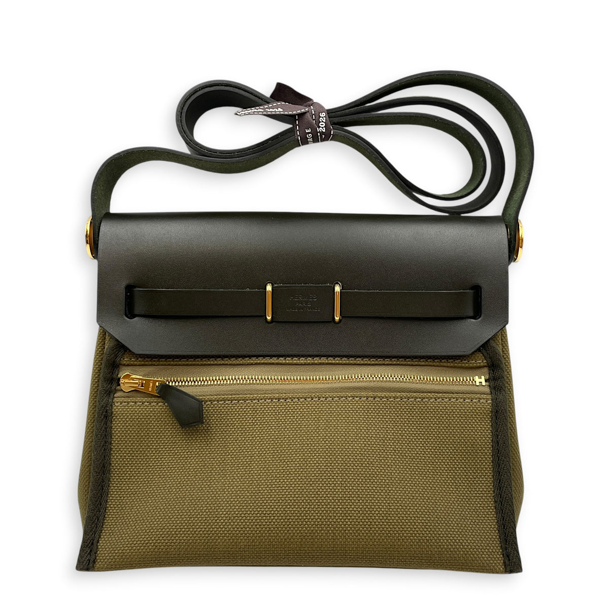 Herbag Mini Vert Olive in Toile/Vache Hunter Gold hardware