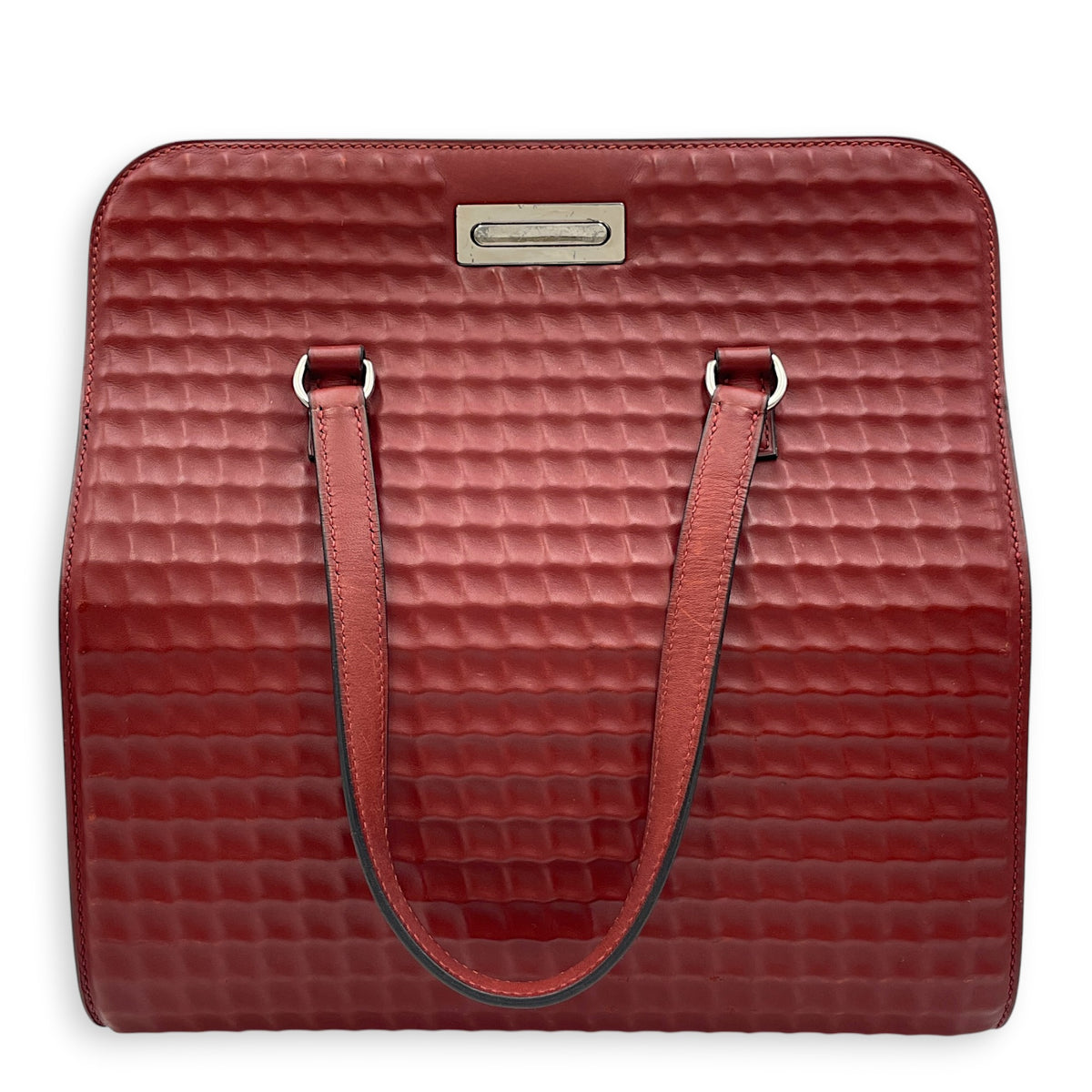 Toolbox Waffle Rouge Vif in Calfskin Palladium hardware