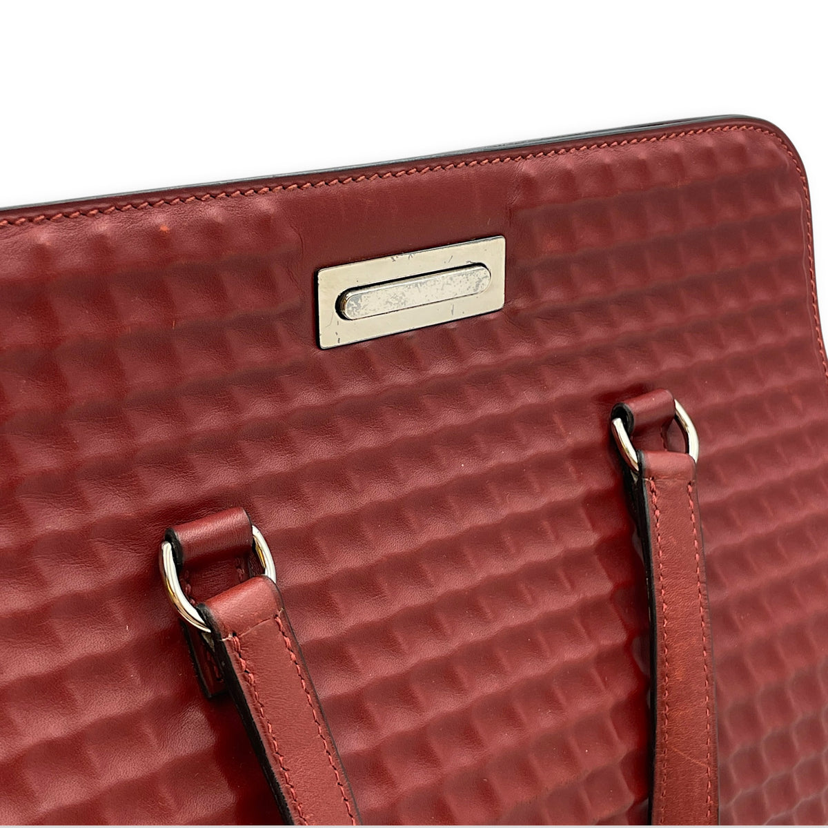 Toolbox Waffle Rouge Vif in Calfskin Palladium hardware