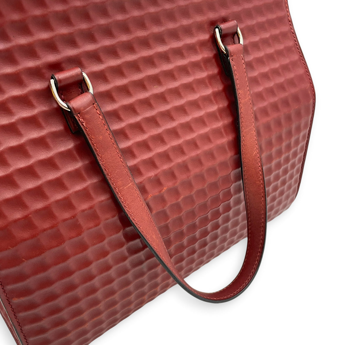 Toolbox Waffle Rouge Vif in Calfskin Palladium hardware