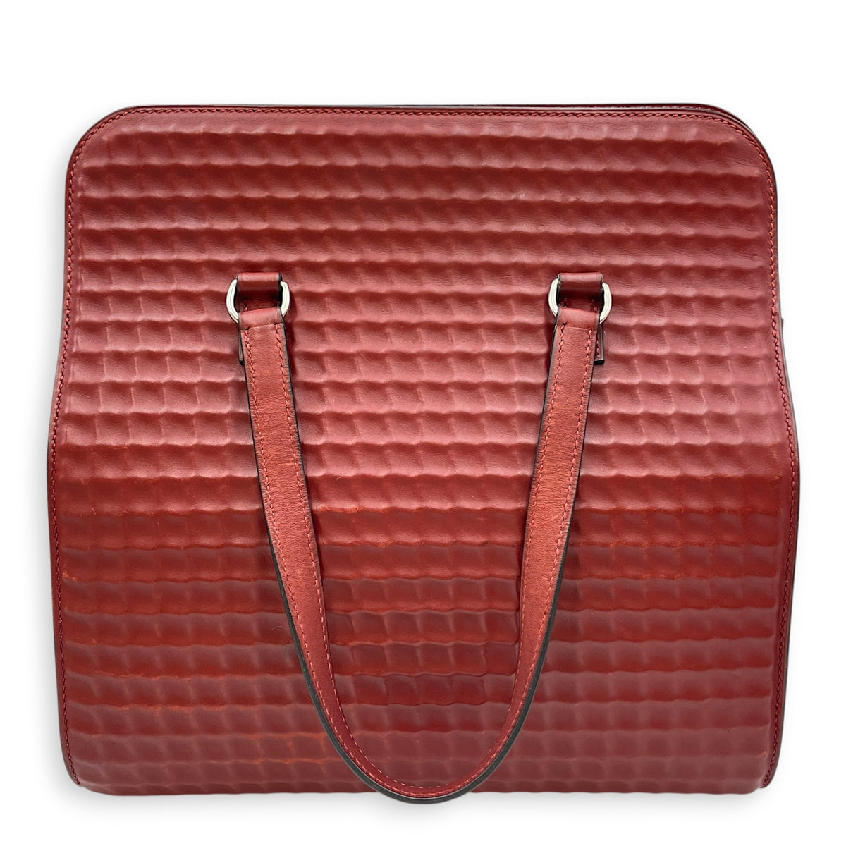 Toolbox Waffle Rouge Vif in Calfskin Palladium hardware