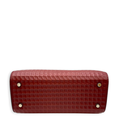 Toolbox Waffle Rouge Vif in Calfskin Palladium hardware