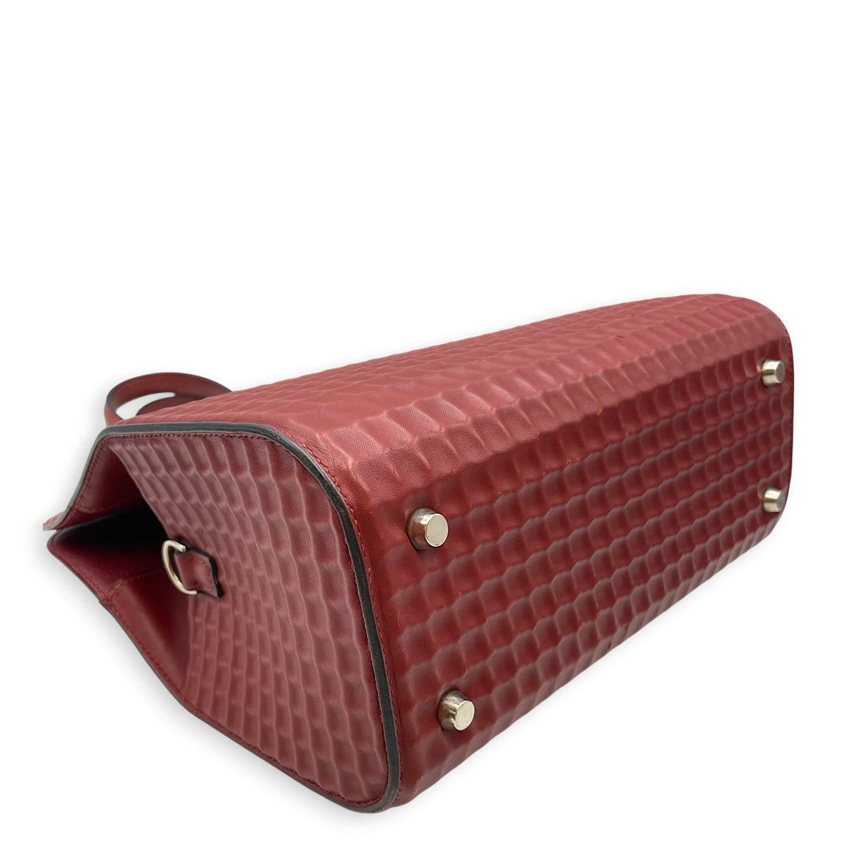 Toolbox Waffle Rouge Vif in Calfskin Palladium hardware