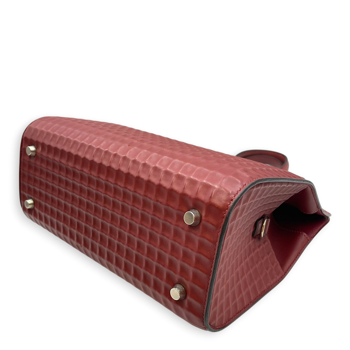 Toolbox Waffle Rouge Vif in Calfskin Palladium hardware