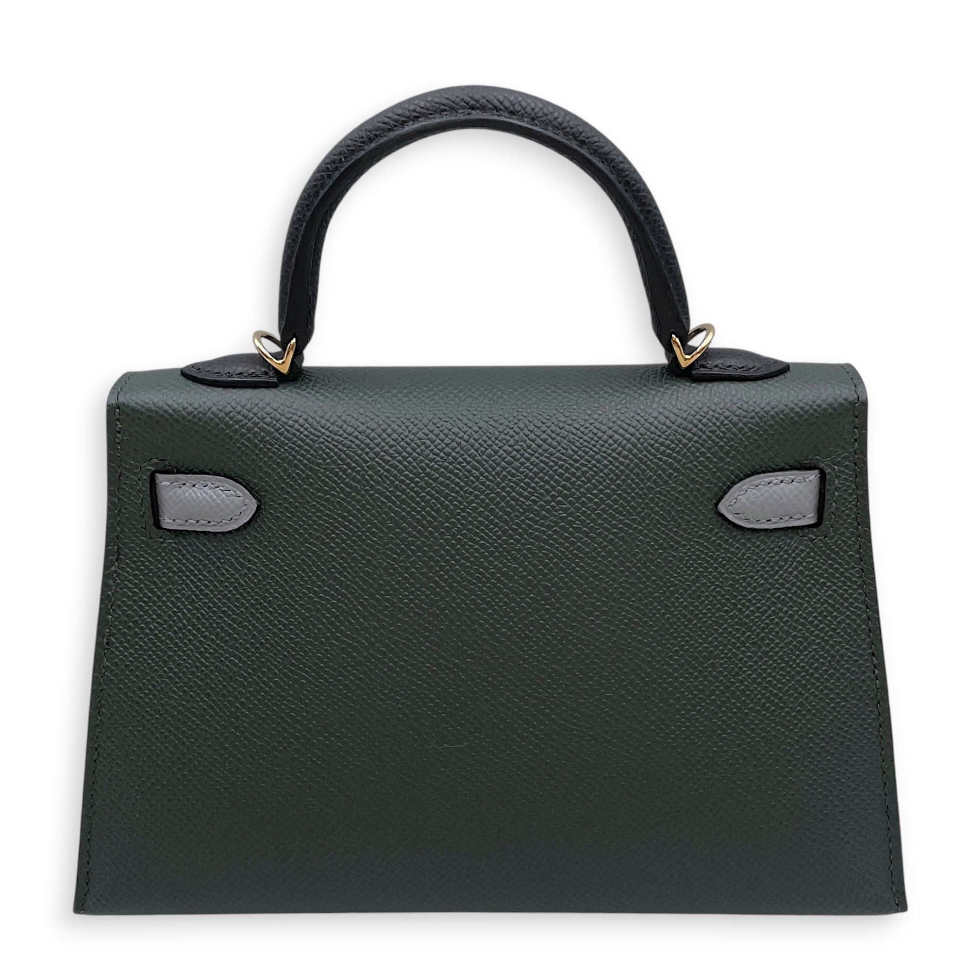 Sellier Kelly 20 Vert Mangrove/Noir/Gris Pantin  in Epsom Permabrass hardware