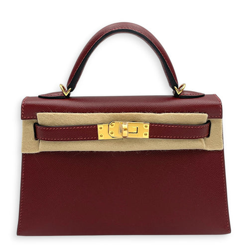 Sellier Kelly 20 Rouge H in Madame Gold hardware