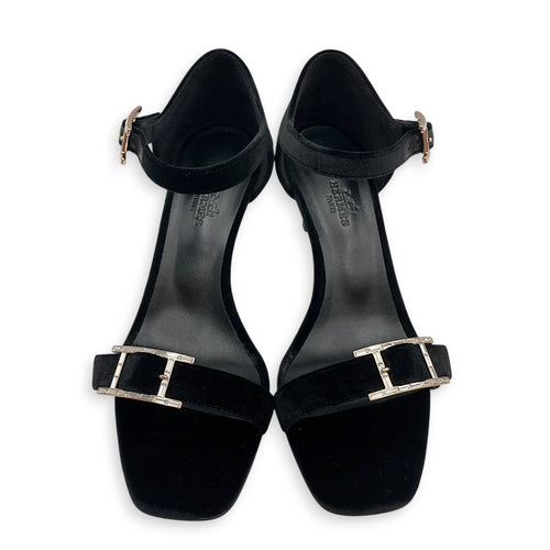 Joy 70 Sandal. Sz: 37.5 Noir Heels in Velvet Rose Gold hardware