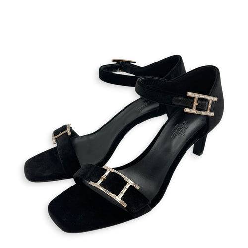 Joy 70 Sandal. Sz: 37.5 Noir Heels in Velvet Rose Gold hardware