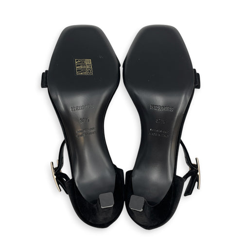 Joy 70 Sandal. Sz: 37.5 Noir Heels in Velvet Rose Gold hardware