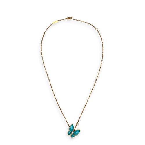 Two Butterfly Pendant Necklace  in Turquoise