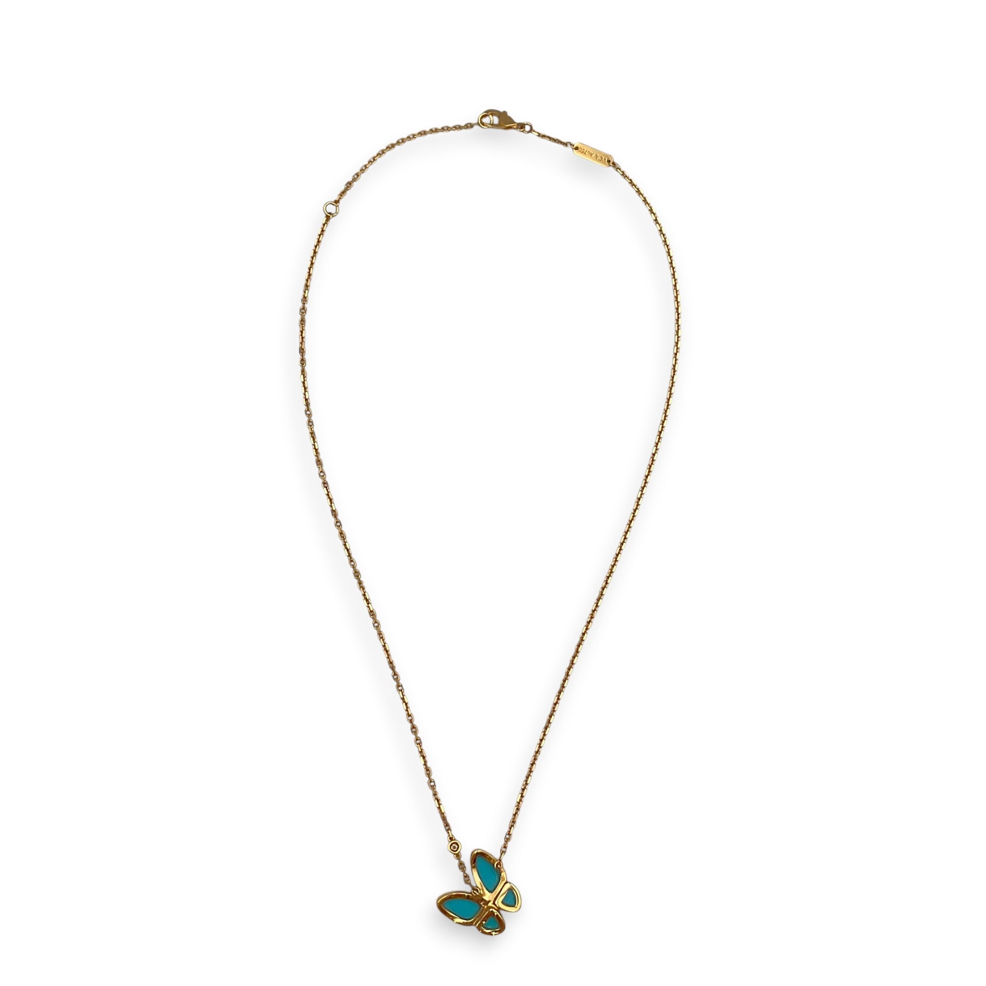 Two Butterfly Pendant Necklace  in Turquoise