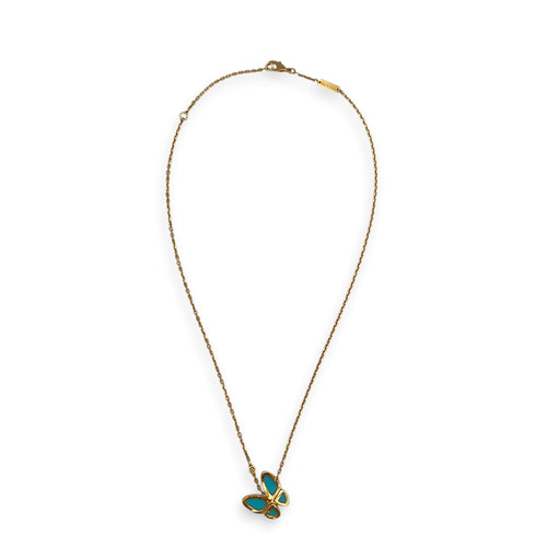 Two Butterfly Pendant Necklace  in Turquoise