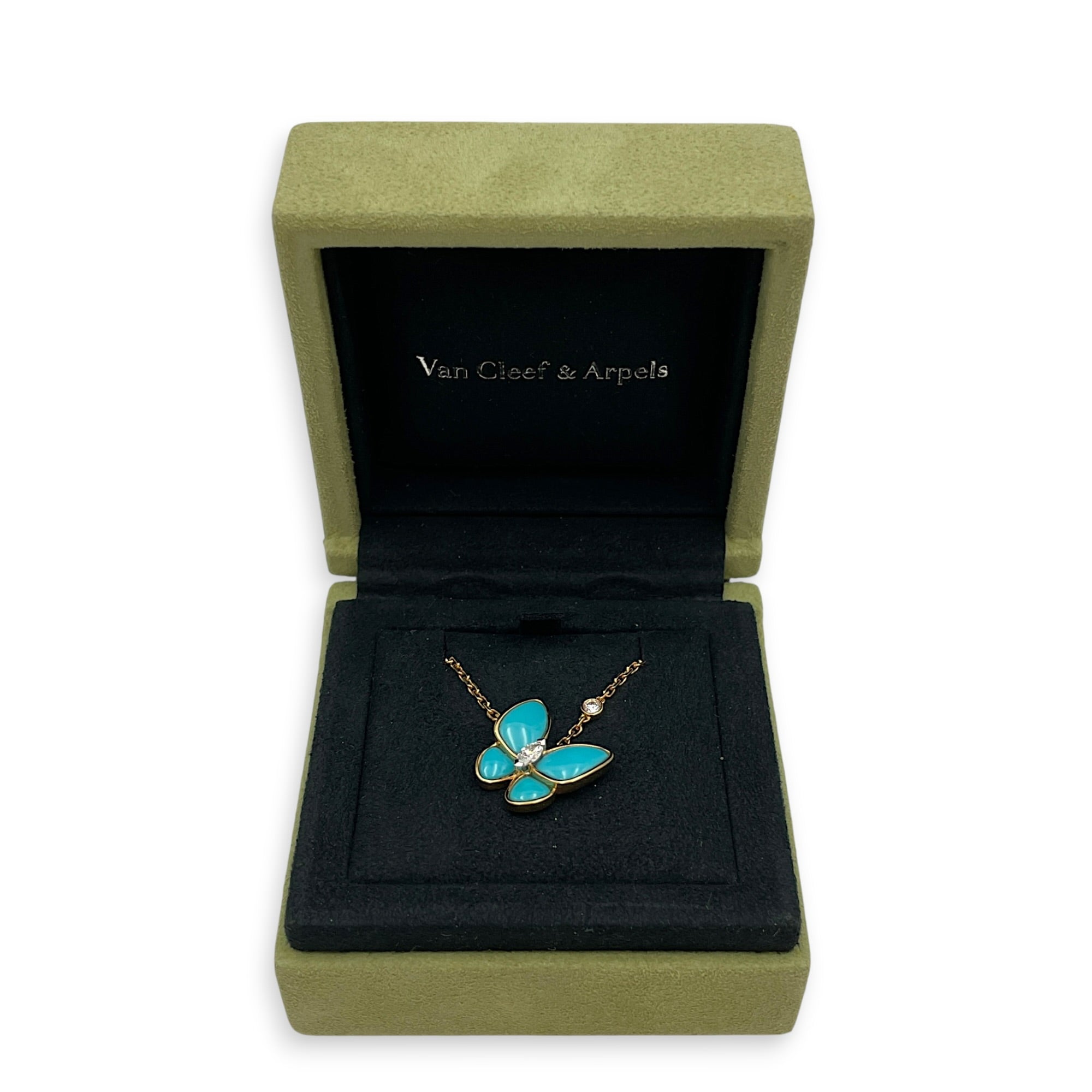 Two Butterfly Pendant Necklace  in Turquoise