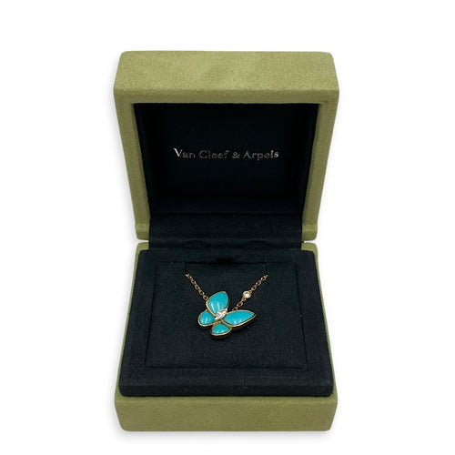 Two Butterfly Pendant Necklace  in Turquoise