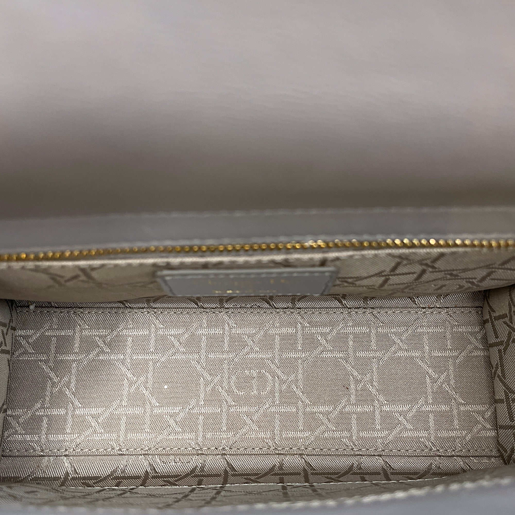 Lady Dior 20 Grey Top Handle Bag in Lambskin Gold hardware