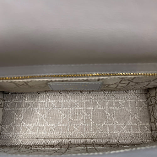 Lady Dior 20 Grey Top Handle Bag in Lambskin Gold hardware