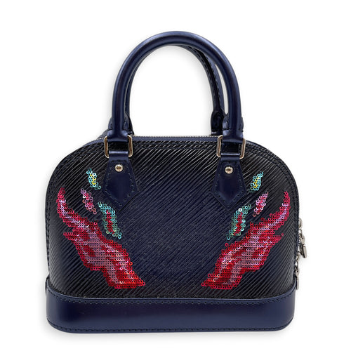 Alma BB Indigo Top Handle Bag in Epi Leather Silver hardware