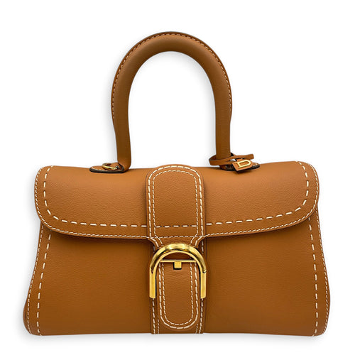 Brillant East West PM  Caramel Top Handle Bag in Calfskin Gold hardware
