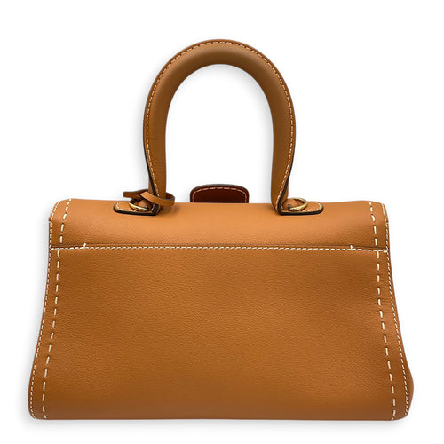 Brillant East West PM  Caramel Top Handle Bag in Calfskin Gold hardware