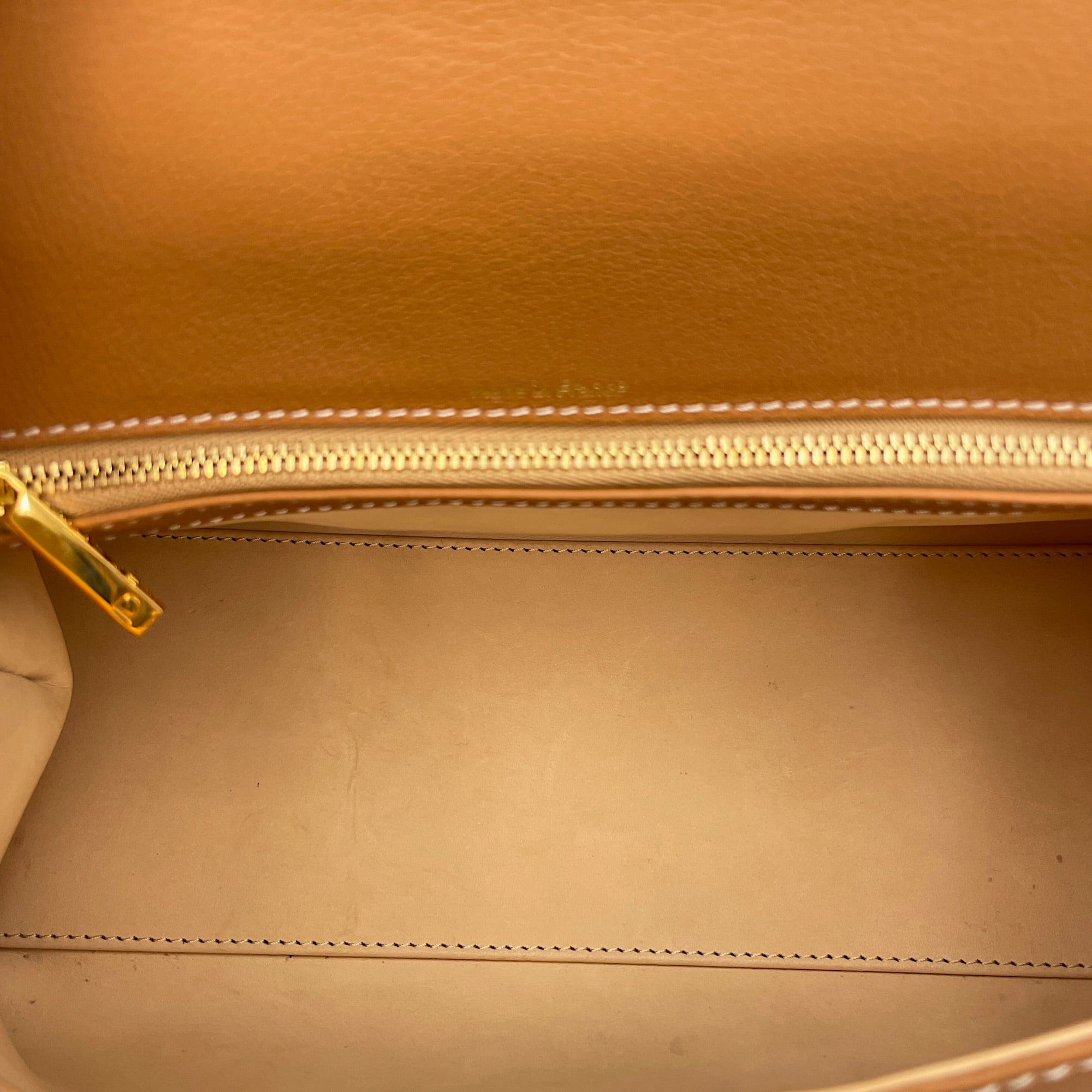 Brillant East West PM  Caramel Top Handle Bag in Calfskin Gold hardware