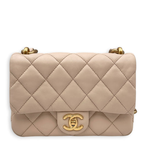 Funky Town  20 Beige Shoulder Bag in Calfskin Gold hardware