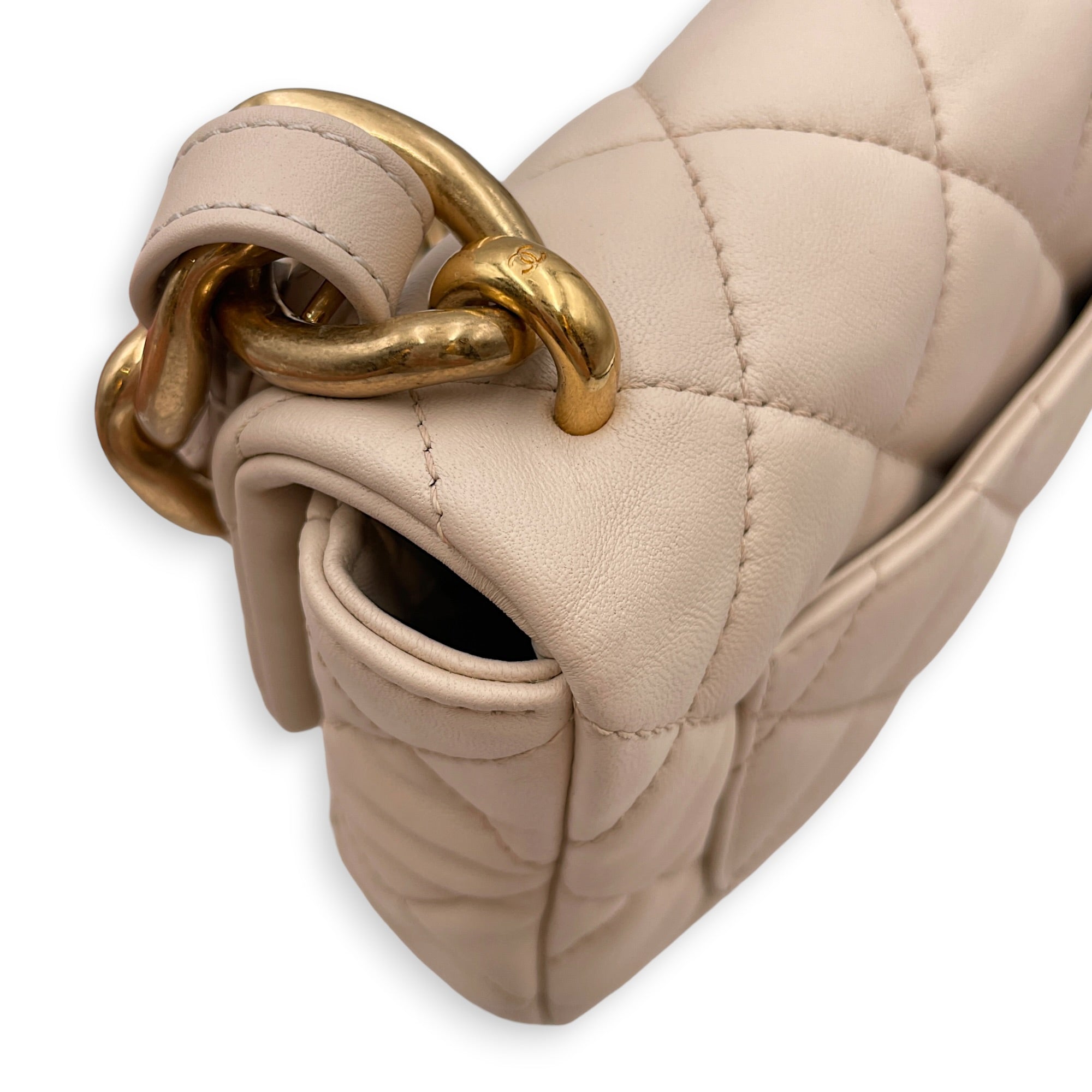 Funky Town  20 Beige Shoulder Bag in Calfskin Gold hardware