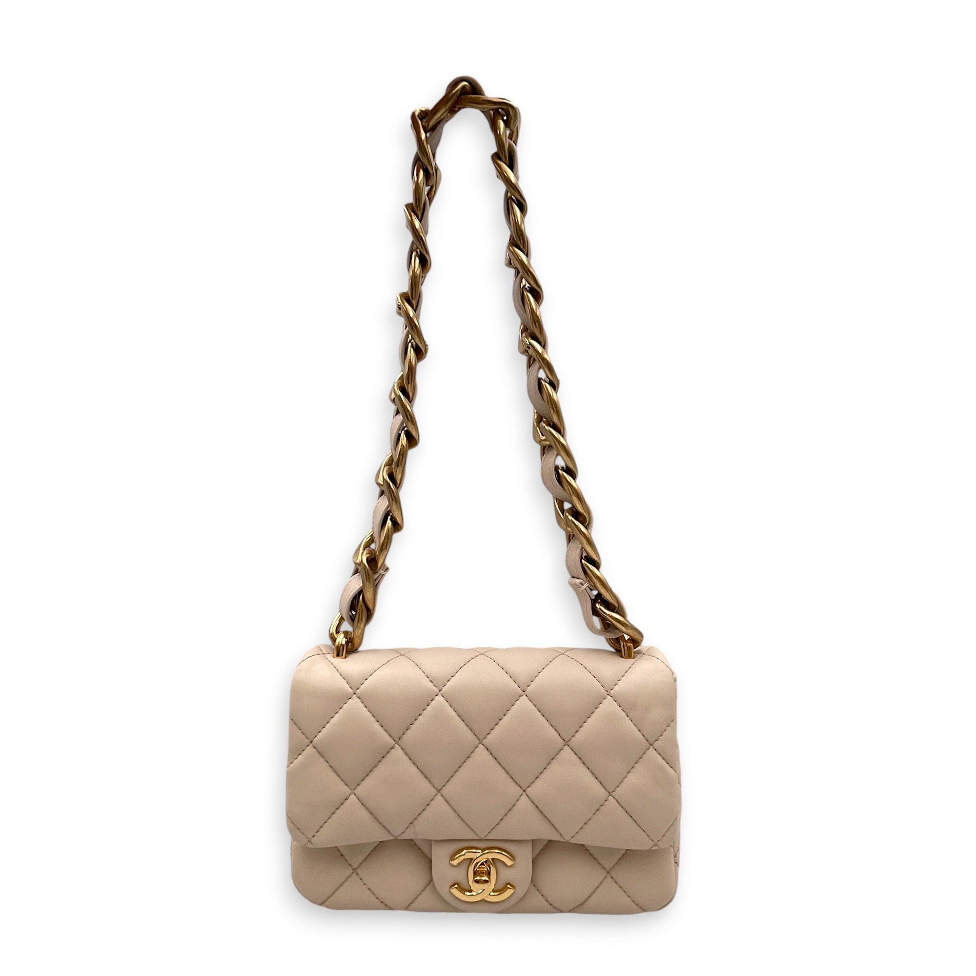 Funky Town  20 Beige Shoulder Bag in Calfskin Gold hardware